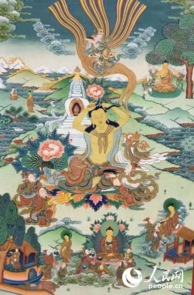 桑杰本唐卡藝術(shù)展在印度菩提伽耶正覺塔展出