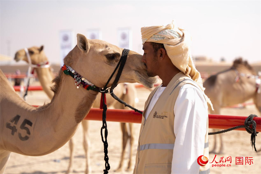 選手與駱駝。人民網(wǎng)塔里克·易卜拉欣攝