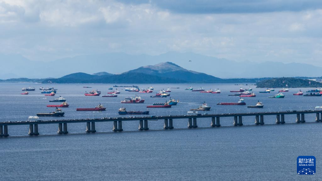 這是3月7日在巴西里約熱內(nèi)盧瓜納巴拉灣拍攝的船只（無(wú)人機(jī)照片）。新華社記者 王天聰 攝