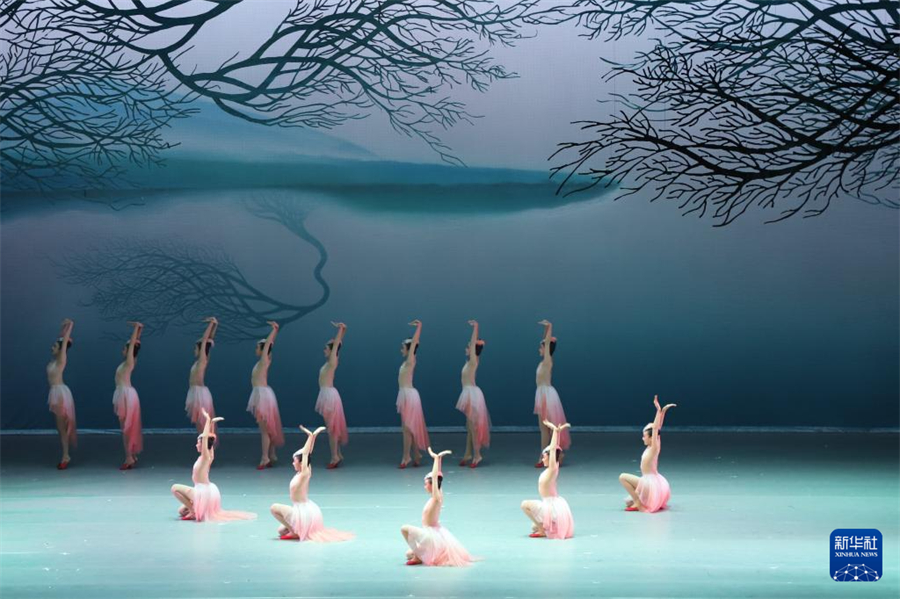 4月6日，中國上海歌舞團(tuán)演員在日本新潟表演舞劇《朱鹮》。新華社記者 陳澤安 攝