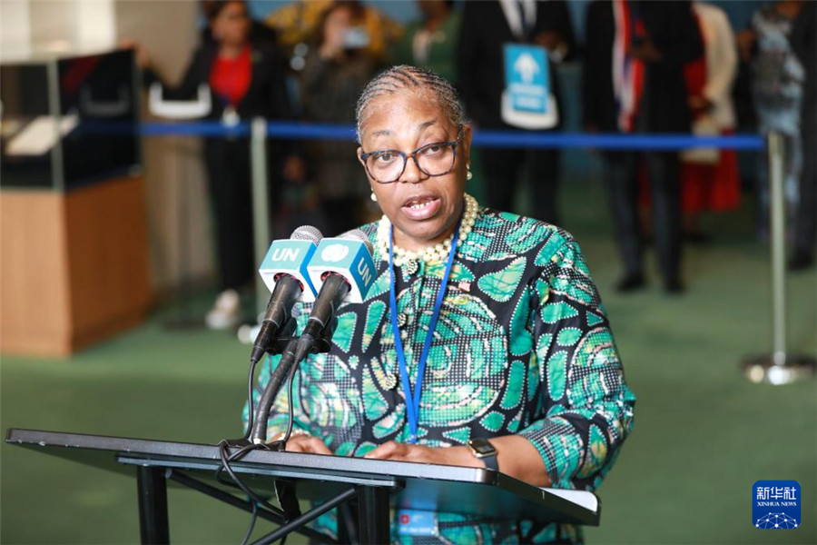 6月3日，在位于紐約的聯(lián)合國總部，哥倫比亞常駐聯(lián)合國代表托雷斯在哥倫比亞當(dāng)選聯(lián)合國安理會(huì)非常任理事國后講話。新華社記者 謝鍔 攝