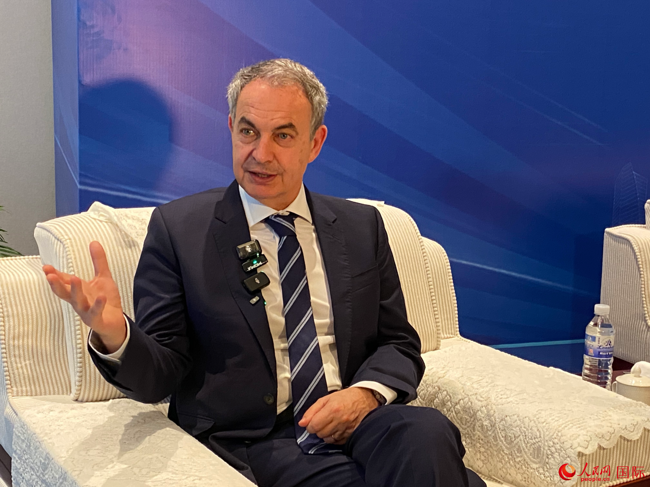 西班牙前首相薩帕特羅接受人民網(wǎng)專訪。人民網(wǎng) 章倩波攝