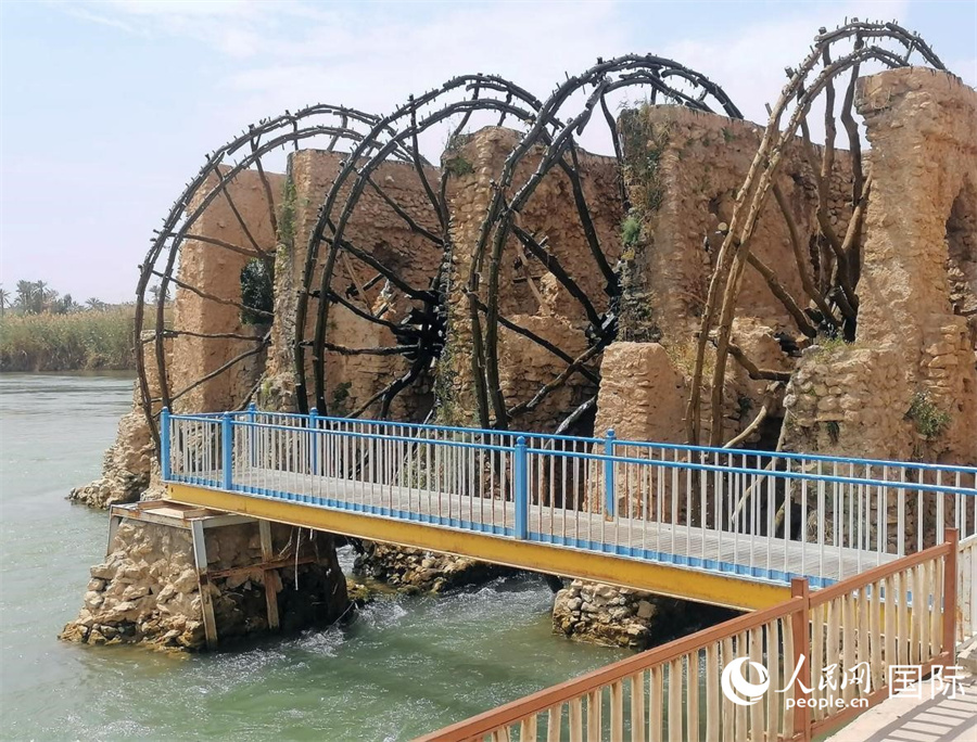 安巴爾省幼發(fā)拉底河上的水車。人民網(wǎng) 伊納斯·易卜拉欣攝