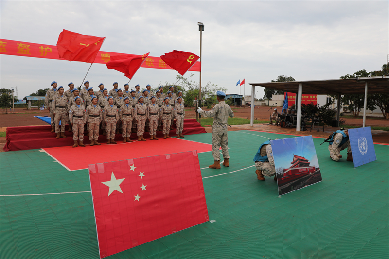 歌詠比賽現(xiàn)場(chǎng)。維和工兵分隊(duì)供圖