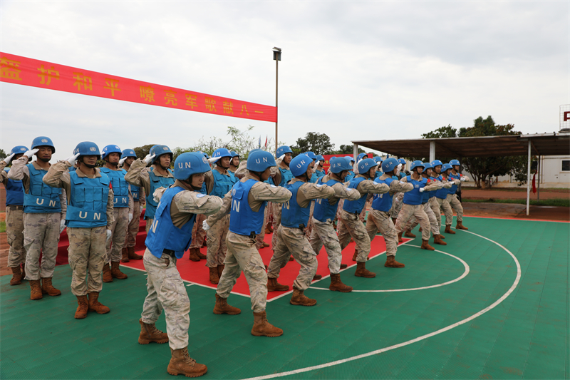 歌詠比賽現(xiàn)場(chǎng)。維和工兵分隊(duì)供圖