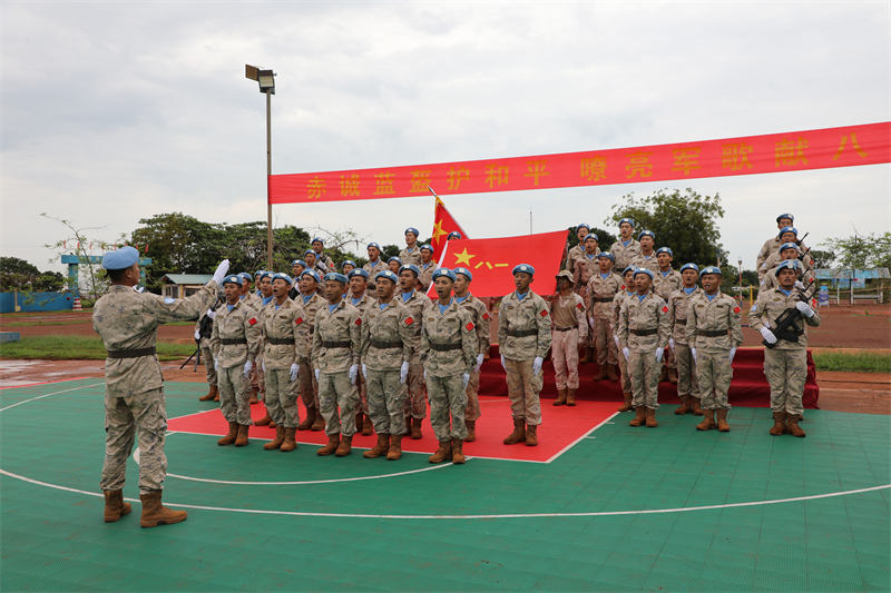 歌詠比賽現(xiàn)場(chǎng)。維和工兵分隊(duì)供圖