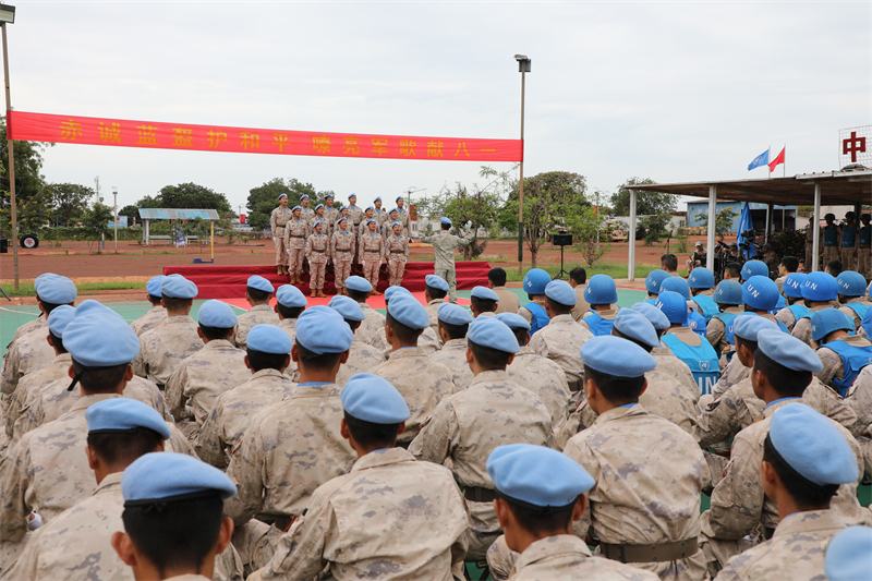 歌詠比賽現(xiàn)場(chǎng)。維和工兵分隊(duì)供圖