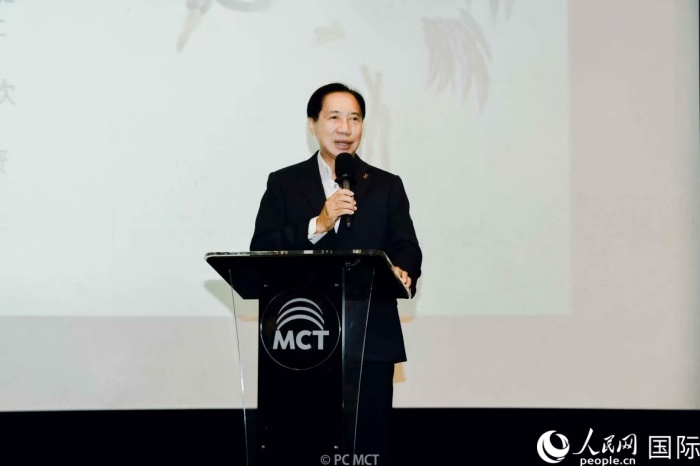 泰國前國會(huì)主席、泰中友誼聯(lián)合會(huì)會(huì)長頗欽發(fā)表致辭。人民網(wǎng)記者 孫廣勇攝