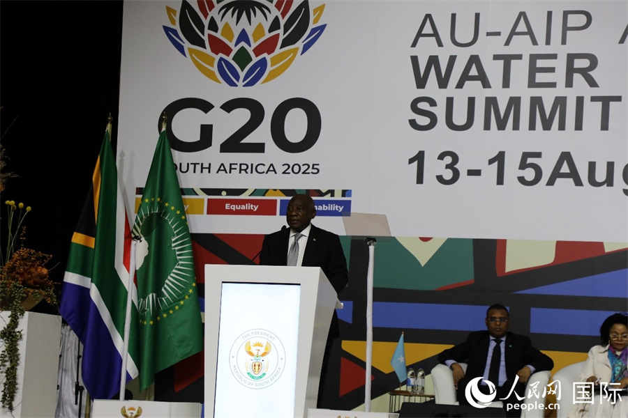 南非總統(tǒng)拉馬福薩致開幕辭。人民網記者 戴楷然攝