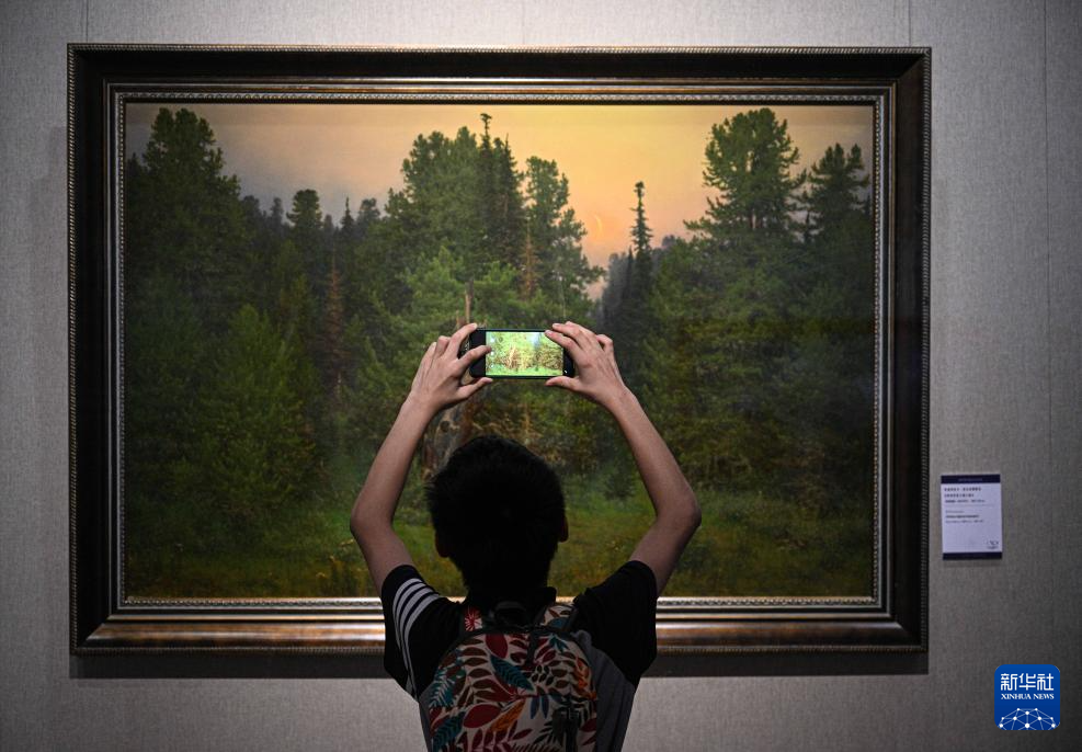 8月13日，觀眾在位于?？诘暮Ｄ鲜〔┪镳^觀看“俄羅斯當代藝術大師經(jīng)典作品展”。新華社記者 蒲曉旭 攝