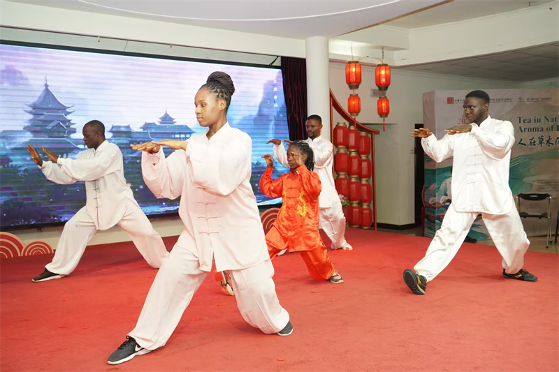 尼日利亞武術(shù)愛好者表演太極功夫尼日利亞中國(guó)文化中心供圖