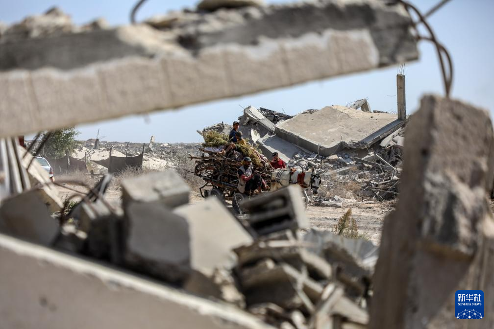 10月11日，加沙地帶南部的巴勒斯坦人經(jīng)由以軍指定通道薩拉赫丁公路返回北方。新華社發(fā)（里澤克·阿卜杜勒賈瓦德 攝）