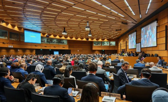 　　這是6月16日在奧地利維也納拍攝的國(guó)際原子能機(jī)構(gòu)就以色列襲擊伊朗核設(shè)施問(wèn)題舉行的特別會(huì)議現(xiàn)場(chǎng)。新華社發(fā)（中國(guó)常駐維也納聯(lián)合國(guó)代表團(tuán)供圖）