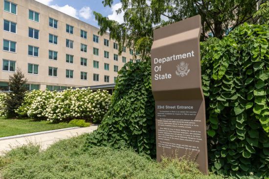 這是7月11日在美國首都華盛頓拍攝的美國國務院外景。新華社記者胡友松攝